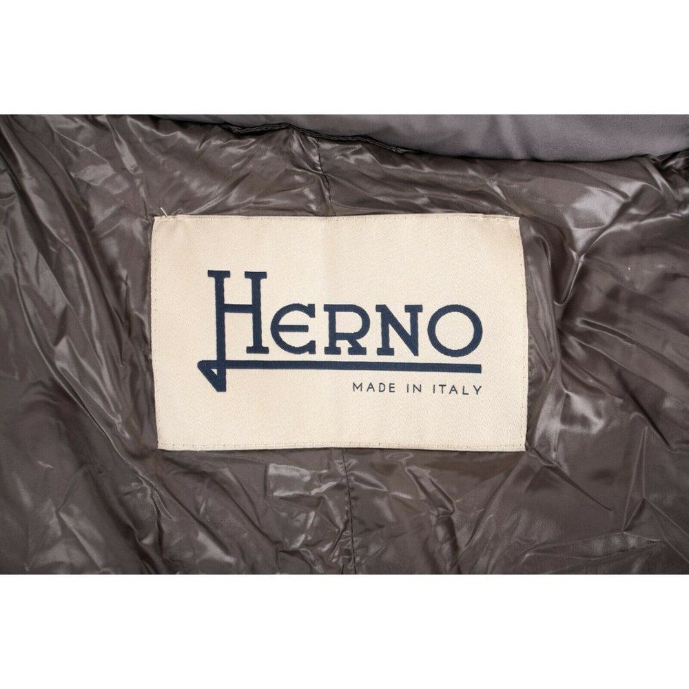 Herno Womens Down Coat Jacket Sz 48 US 12 Carrie Over Gray Faux Fur Trim Hooded - Picture 7 of 8